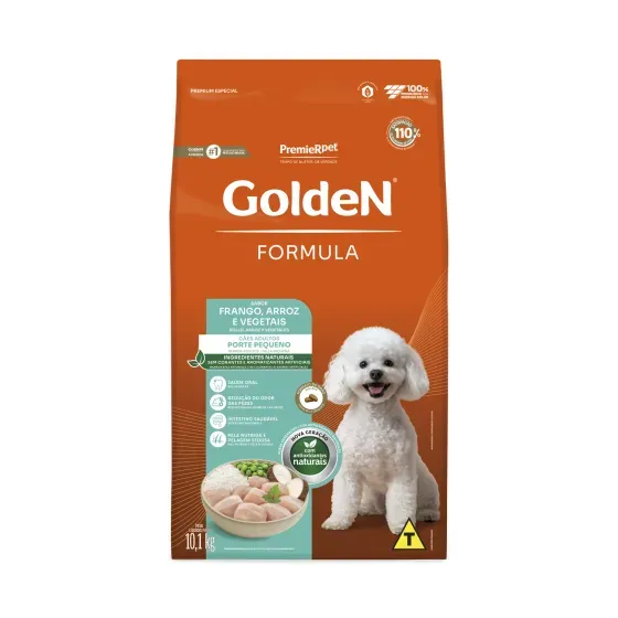 Ração Golden Fórmula Cães Adultos Raças Pequenas Frango, Arroz e Vegetais Mini Bits 10,1 kg