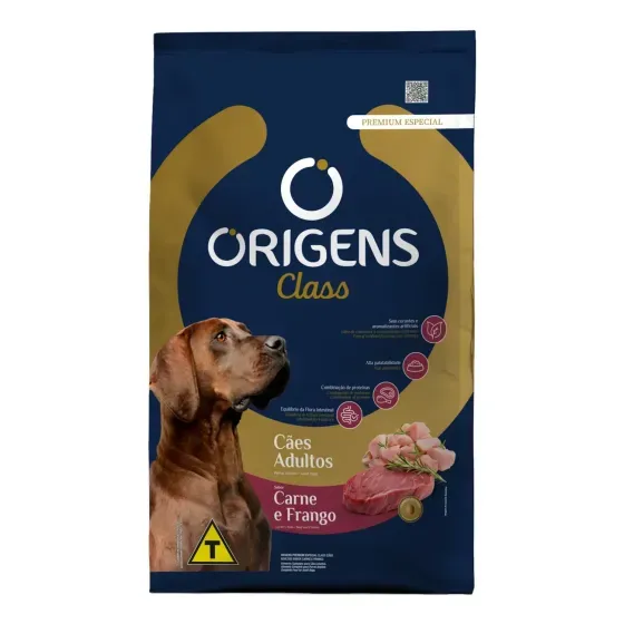 Ração Origens Class Cães Adultos Carne e Frango 20 kg